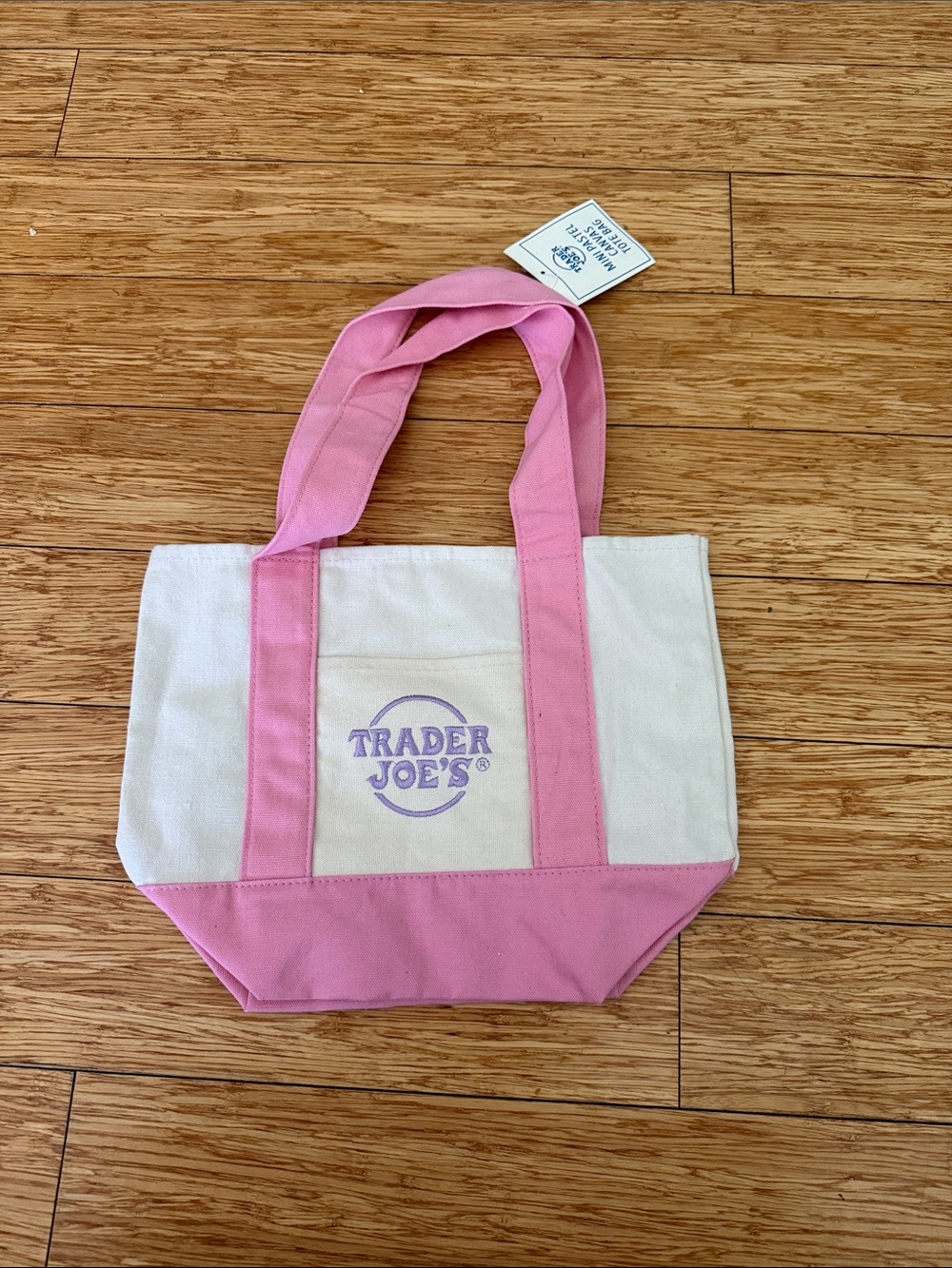 Trader Joe's Pink & Cream Canvas Tote Bag